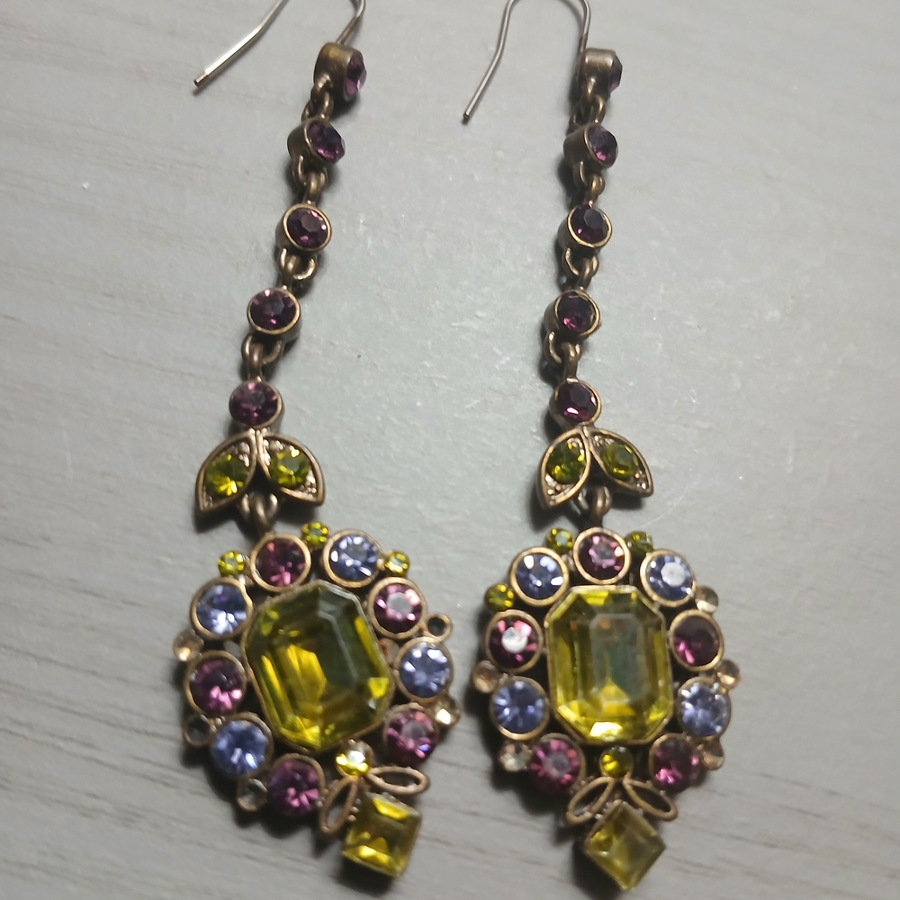 Elegant VINTAGE Multicolor Drop Earrings.. - Picture 3 of 14
